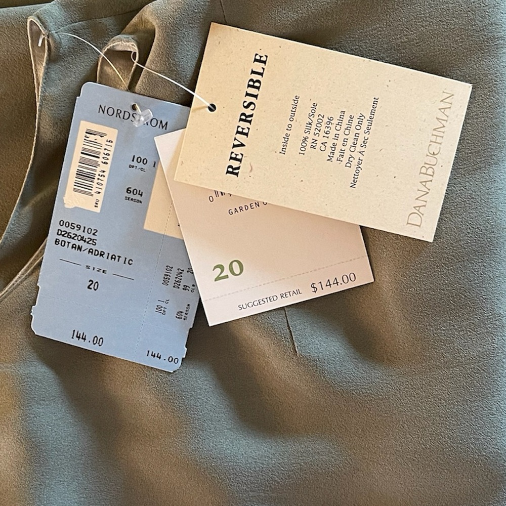 NWT Dana Buchman Sage Green 100% Silk Tank Top & Matching Skirt, Plus Size 20 - Picture 8 of 8